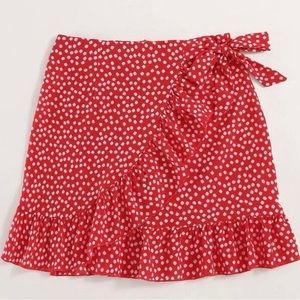 Size 3X SHEIN faux wrap skirt.  Red and white